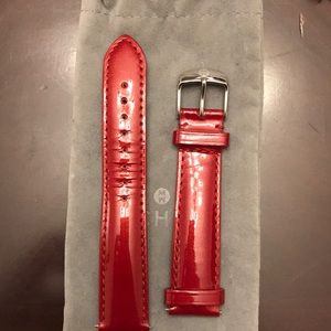 Michele watch band in shiny red